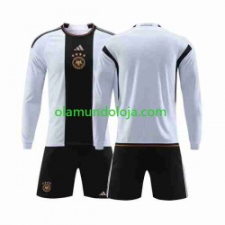 Camisola Alemanha Criança Equipamento Primeiro Copa do Mundo 2022 Manga Comprida